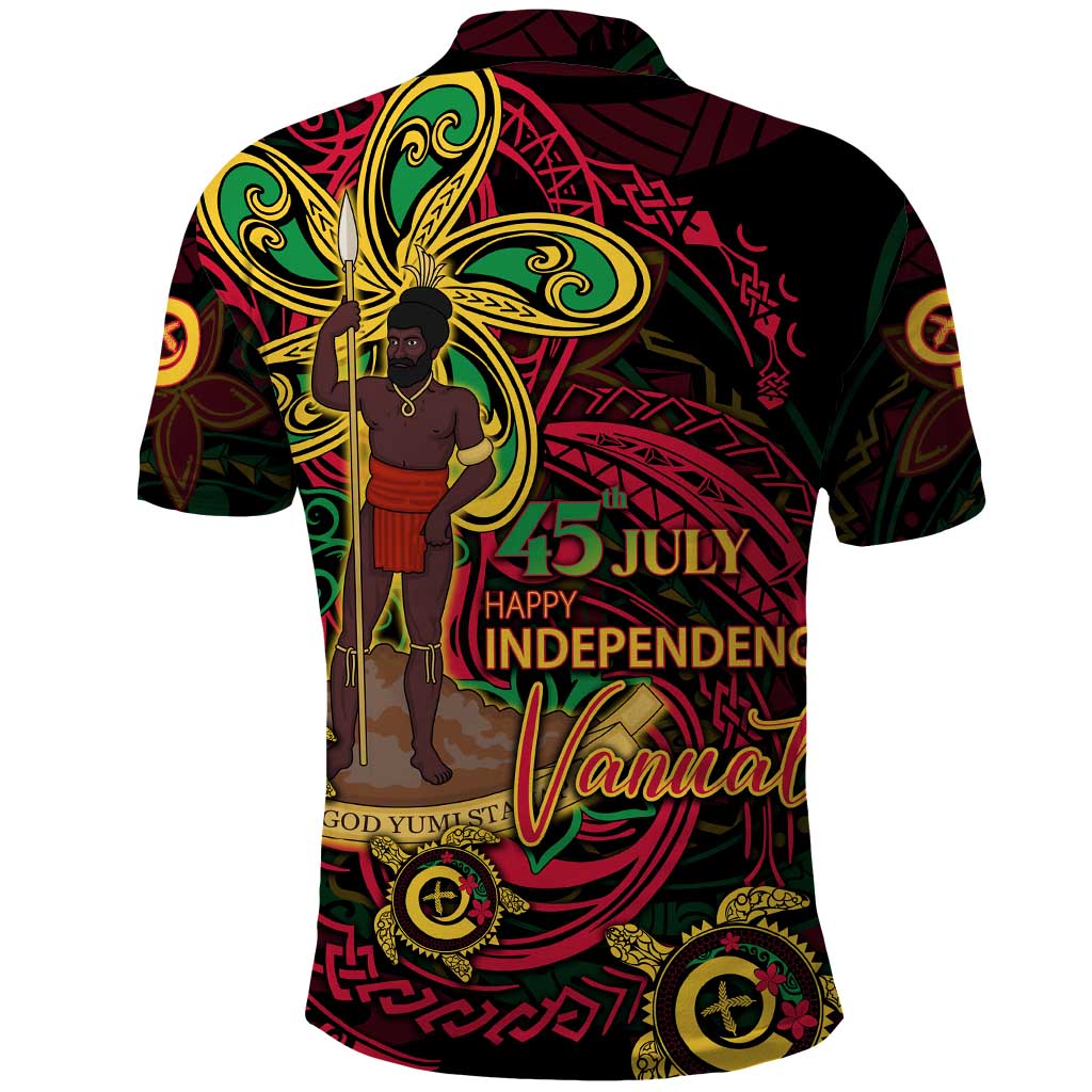 Custom Vanuatu 45th Independence Anniversary Polo Shirt Flower Melanesian Namele Turtle - Polynesian Pride