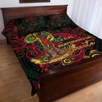 Vanuatu 45th Independence Anniversary Quilt Bed Set Flower Melanesian Namele Turtle - Polynesian Pride