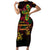 Custom Vanuatu 45th Independence Anniversary Short Sleeve Bodycon Dress Flower Melanesian Namele Turtle - Polynesian Pride
