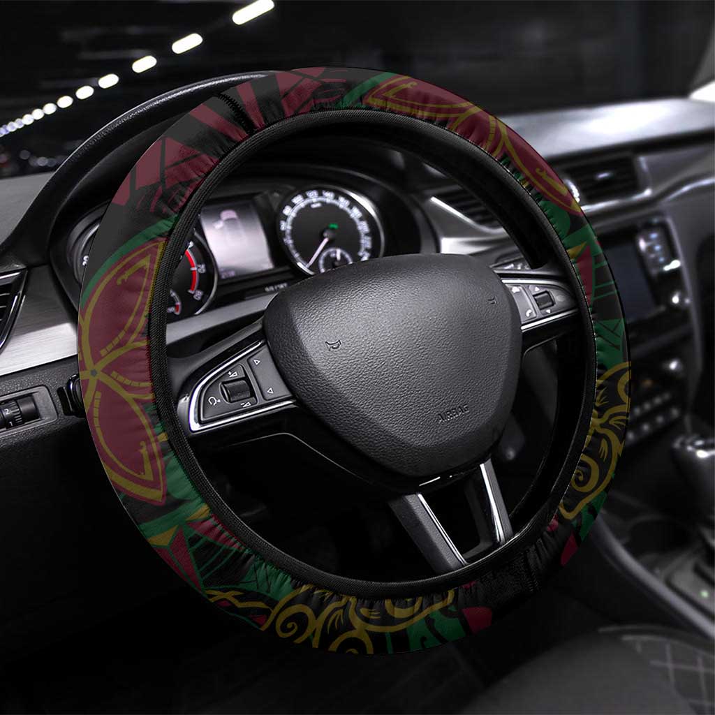 Vanuatu 45th Independence Anniversary Steering Wheel Cover Flower Melanesian Namele Turtle - Polynesian Pride