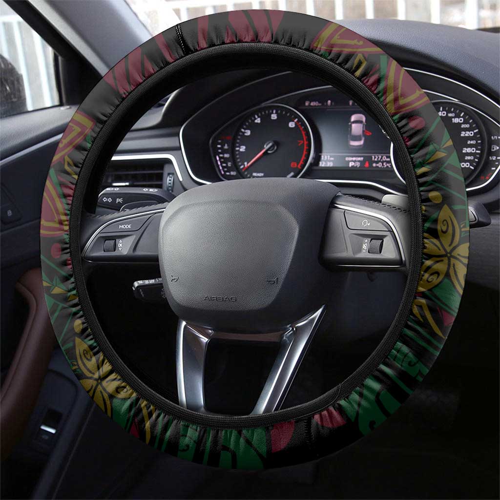 Vanuatu 45th Independence Anniversary Steering Wheel Cover Flower Melanesian Namele Turtle - Polynesian Pride