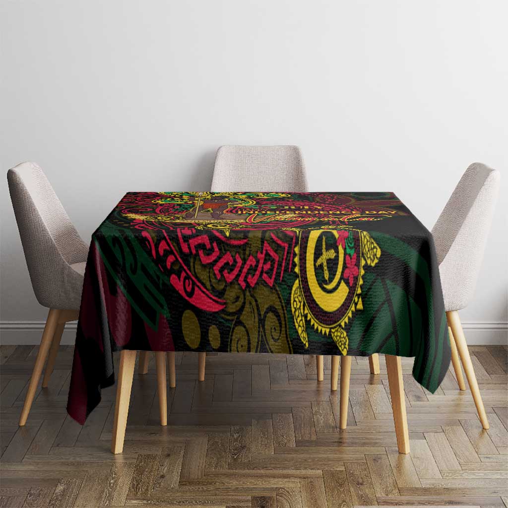Vanuatu 45th Independence Anniversary Tablecloth Flower Melanesian Namele Turtle - Polynesian Pride