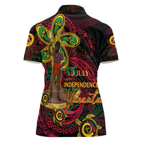 Custom Vanuatu 45th Independence Anniversary Women Polo Shirt Flower Melanesian Namele Turtle - Polynesian Pride