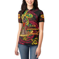 Custom Vanuatu 45th Independence Anniversary Women Polo Shirt Flower Melanesian Namele Turtle - Polynesian Pride