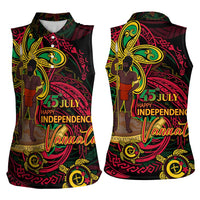 Custom Vanuatu 45th Independence Anniversary Women Sleeveless Polo Shirt Flower Melanesian Namele Turtle - Polynesian Pride