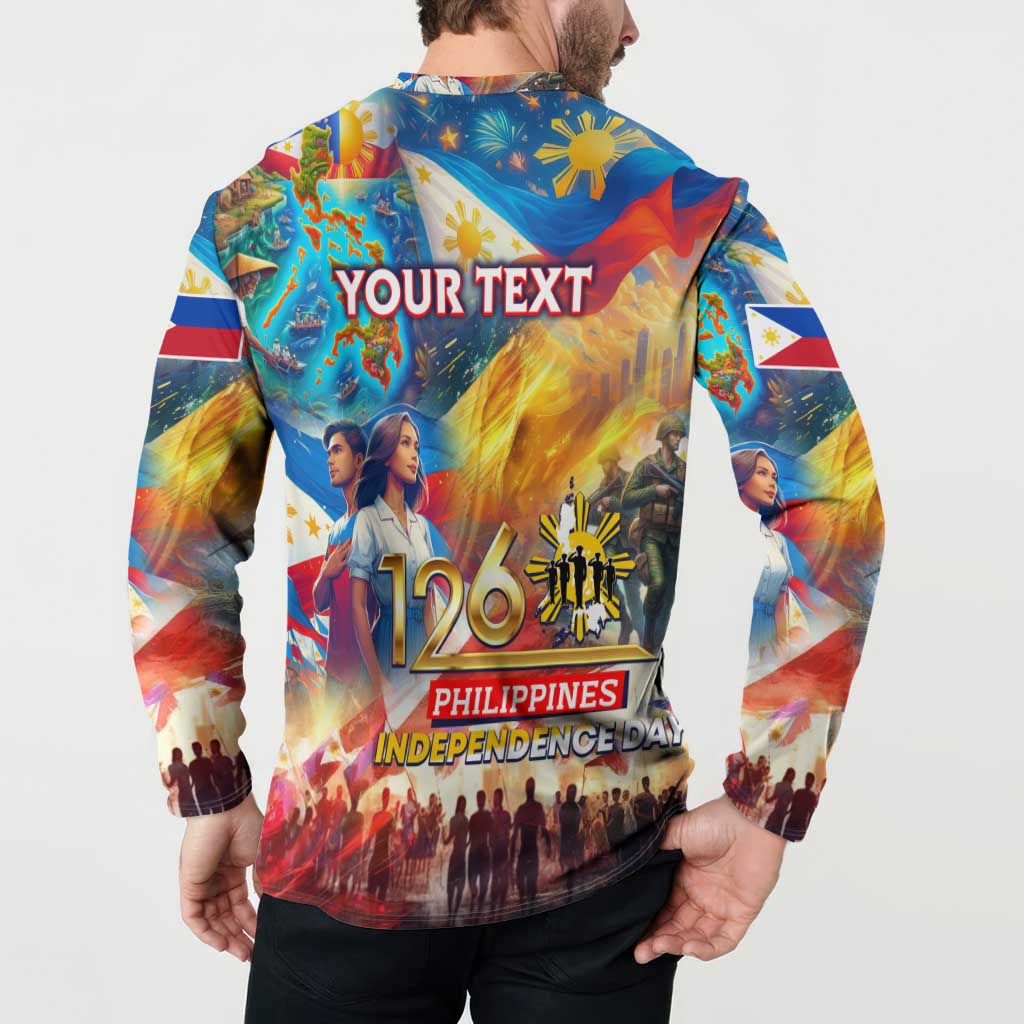 Custom The Philippines 126th Independence Anniversary Button Sweatshirt Art Style - Polynesian Pride