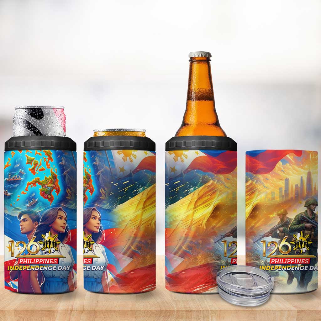 The Philippines 126th Independence Anniversary 4 in 1 Can Cooler Tumbler Art Style - Polynesian Pride