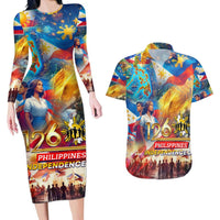 Custom The Philippines 126th Independence Anniversary Couples Matching Long Sleeve Bodycon Dress and Hawaiian Shirt Art Style - Polynesian Pride