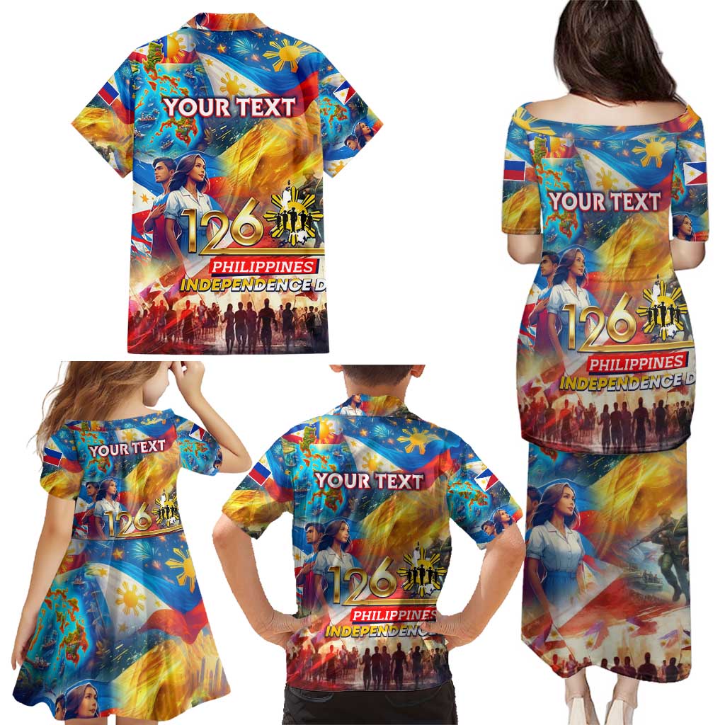 Custom The Philippines 126th Independence Anniversary Family Matching Puletasi and Hawaiian Shirt Art Style - Polynesian Pride