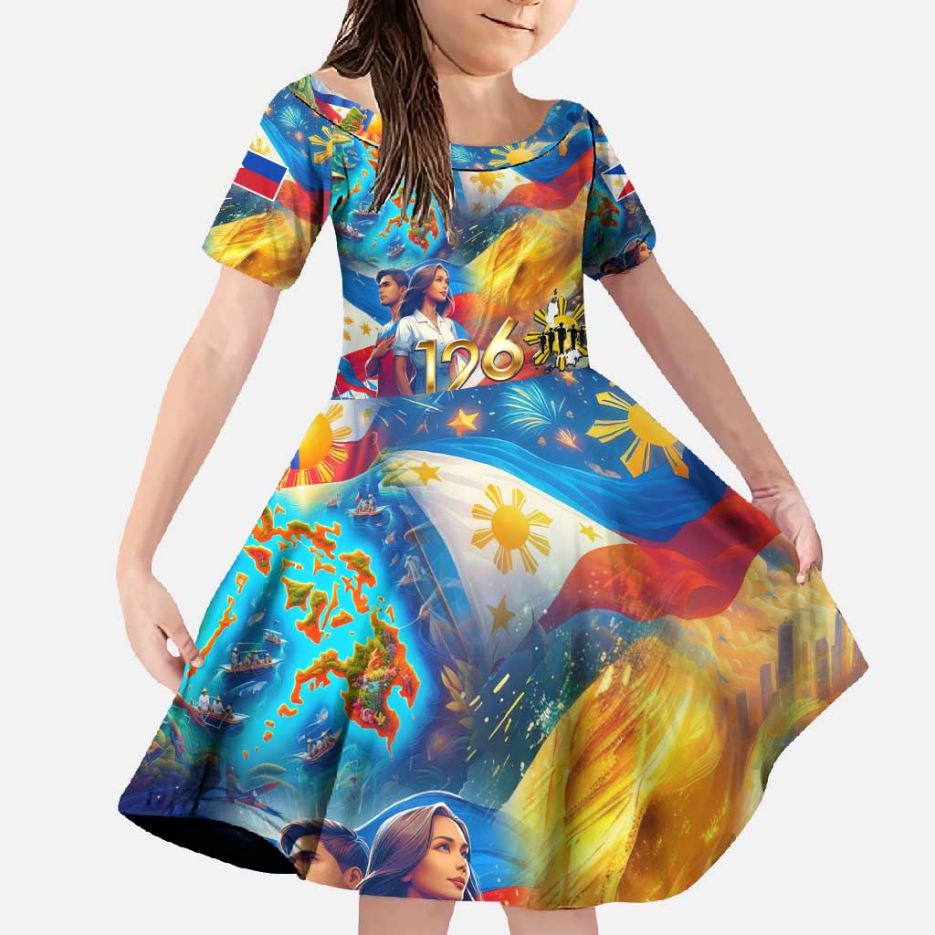 Custom The Philippines 126th Independence Anniversary Family Matching Summer Maxi Dress and Hawaiian Shirt Art Style - Polynesian Pride