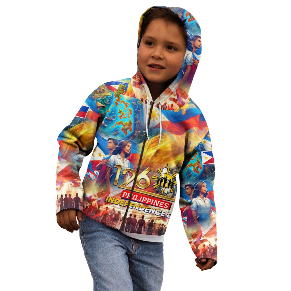 Custom The Philippines 126th Independence Anniversary Kid Hoodie Art Style - Polynesian Pride