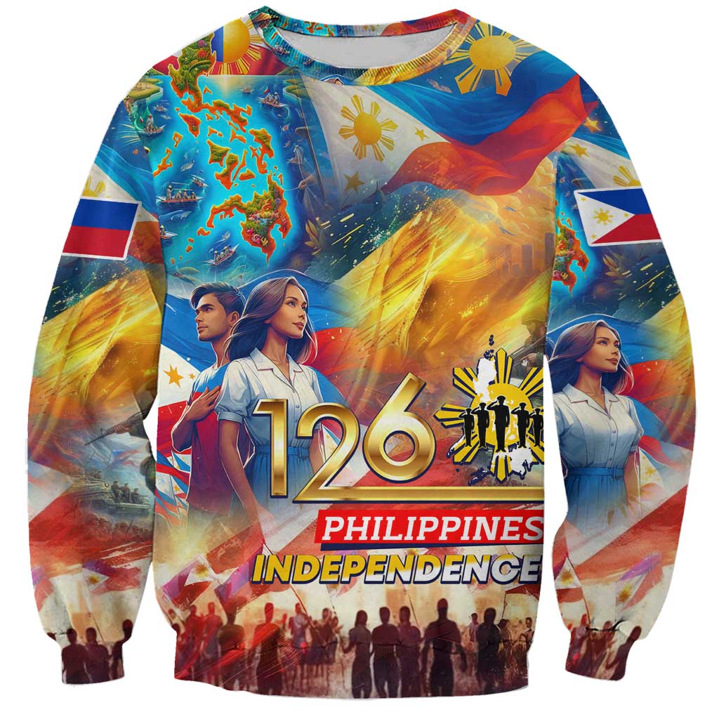 Custom The Philippines 126th Independence Anniversary Sweatshirt Art Style - Polynesian Pride