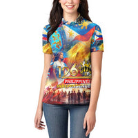 Custom The Philippines 126th Independence Anniversary Women Polo Shirt Art Style - Polynesian Pride