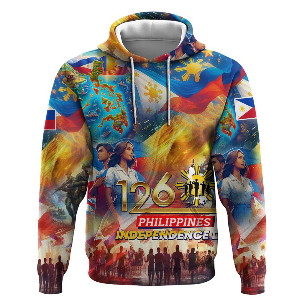 Custom The Philippines 126th Independence Anniversary Zip Hoodie Art Style - Polynesian Pride