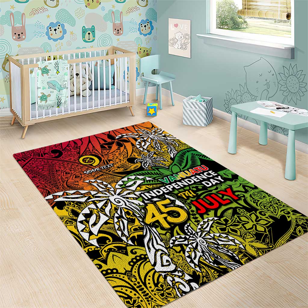 Personalized Vanuatu 45th Independence Anniversary Area Rug Melanesian Pattern Reggae - Polynesian Pride