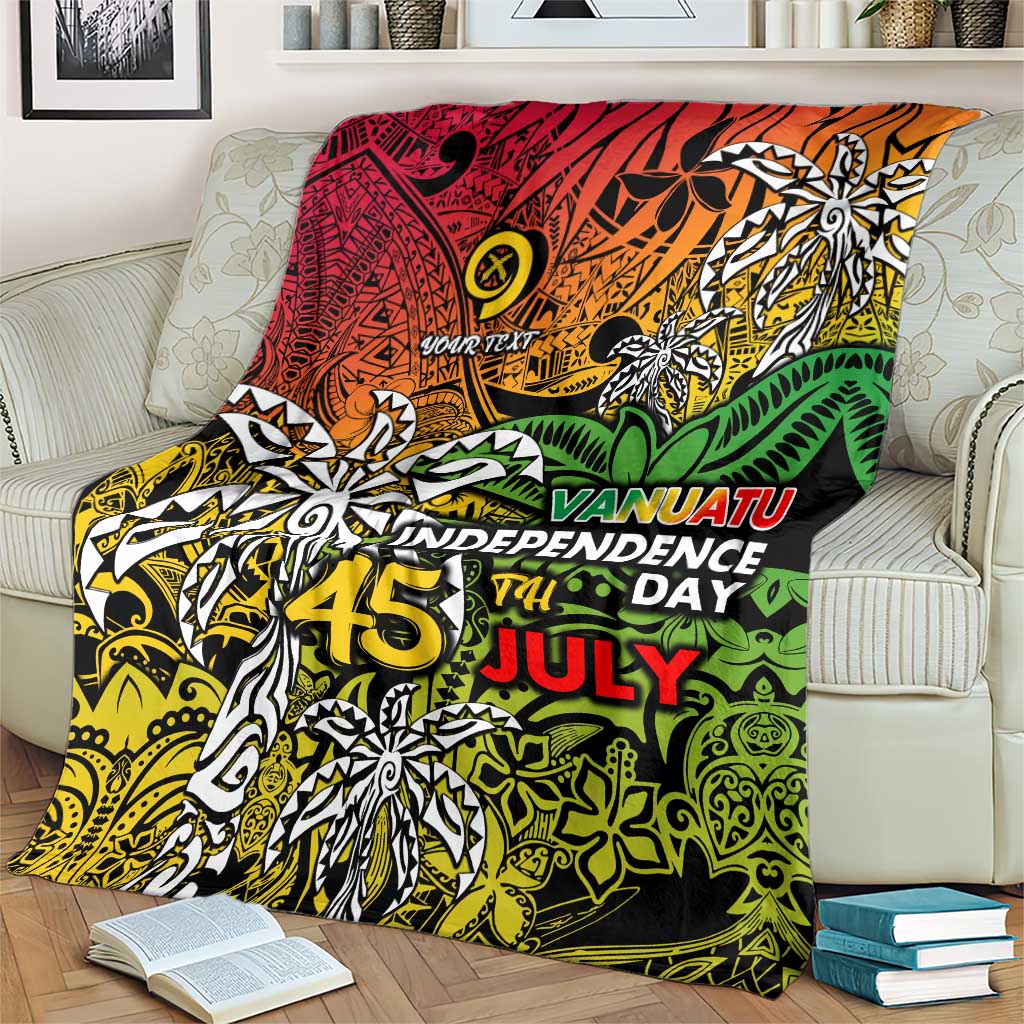 Personalized Vanuatu 45th Independence Anniversary Blanket Melanesian Pattern Reggae - Polynesian Pride