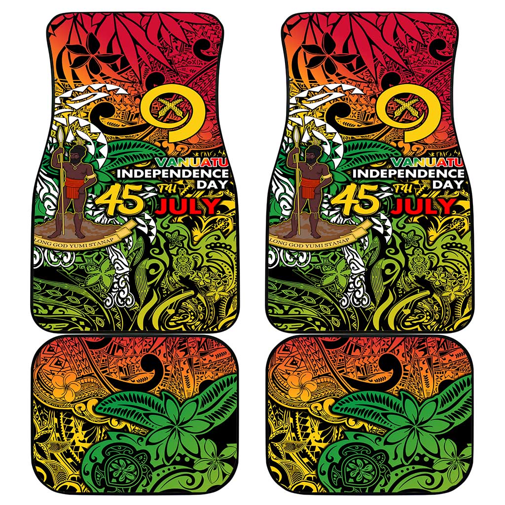 Personalized Vanuatu 45th Independence Anniversary Car Mats Melanesian Pattern Reggae - Polynesian Pride