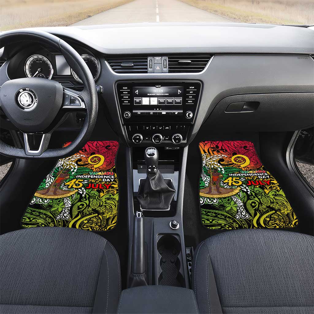 Personalized Vanuatu 45th Independence Anniversary Car Mats Melanesian Pattern Reggae - Polynesian Pride