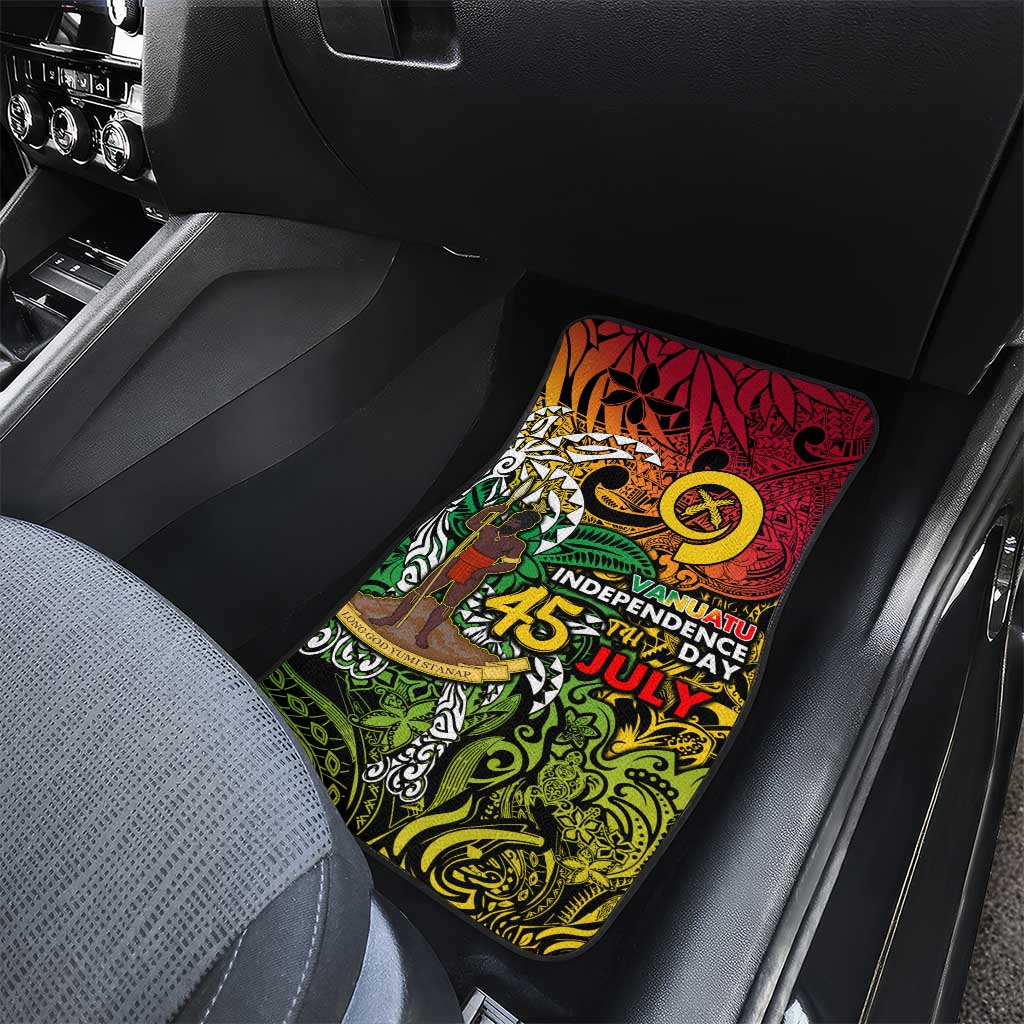 Personalized Vanuatu 45th Independence Anniversary Car Mats Melanesian Pattern Reggae - Polynesian Pride