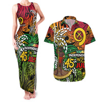 Personalized Vanuatu 45th Independence Anniversary Couples Matching Tank Maxi Dress and Hawaiian Shirt Melanesian Pattern Reggae - Polynesian Pride