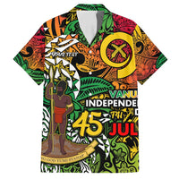Personalized Vanuatu 45th Independence Anniversary Family Matching Long Sleeve Bodycon Dress and Hawaiian Shirt Melanesian Pattern Reggae - Polynesian Pride