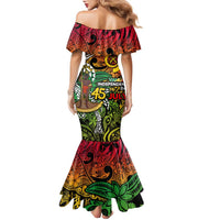 Personalized Vanuatu 45th Independence Anniversary Family Matching Mermaid Dress and Hawaiian Shirt Melanesian Pattern Reggae - Polynesian Pride
