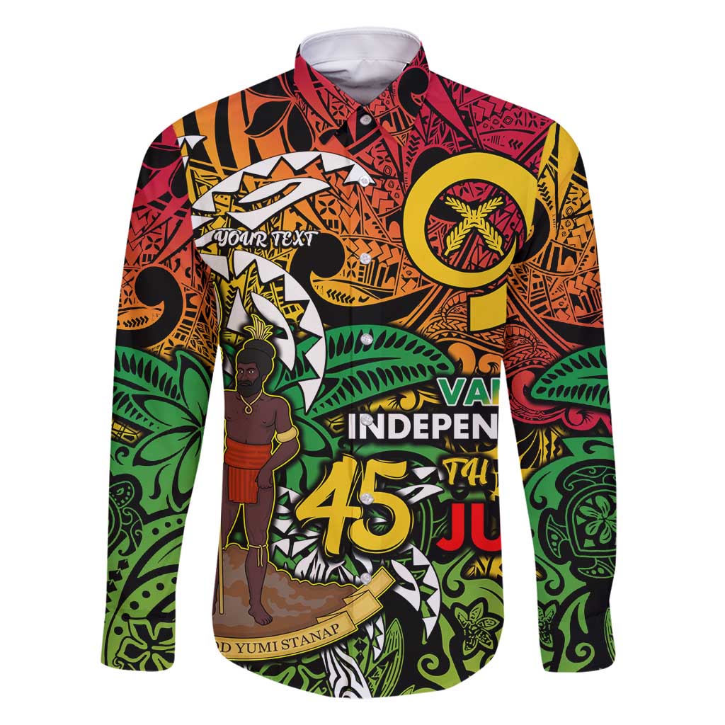 Personalized Vanuatu 45th Independence Anniversary Family Matching Off Shoulder Short Dress and Hawaiian Shirt Melanesian Pattern Reggae - Polynesian Pride