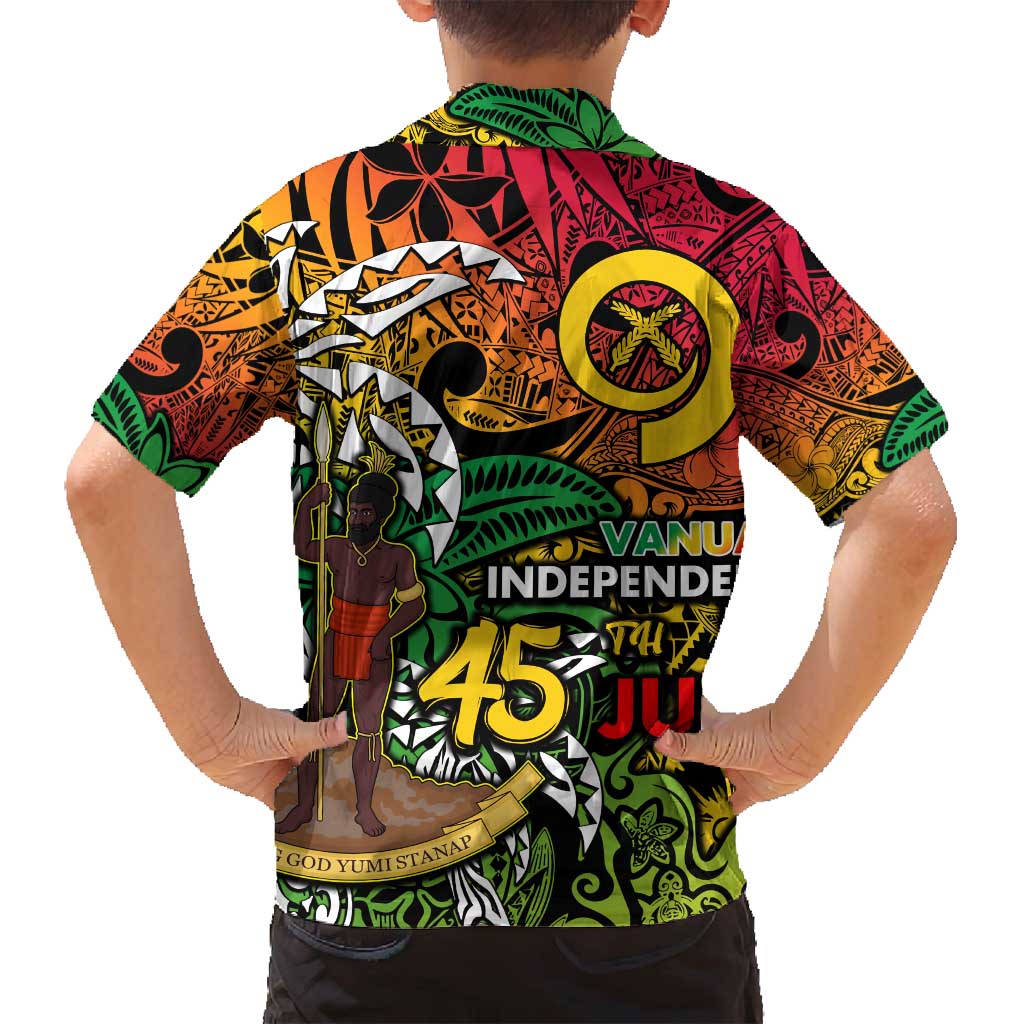 Personalized Vanuatu 45th Independence Anniversary Family Matching Puletasi and Hawaiian Shirt Melanesian Pattern Reggae - Polynesian Pride