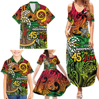 Personalized Vanuatu 45th Independence Anniversary Family Matching Summer Maxi Dress and Hawaiian Shirt Melanesian Pattern Reggae - Polynesian Pride