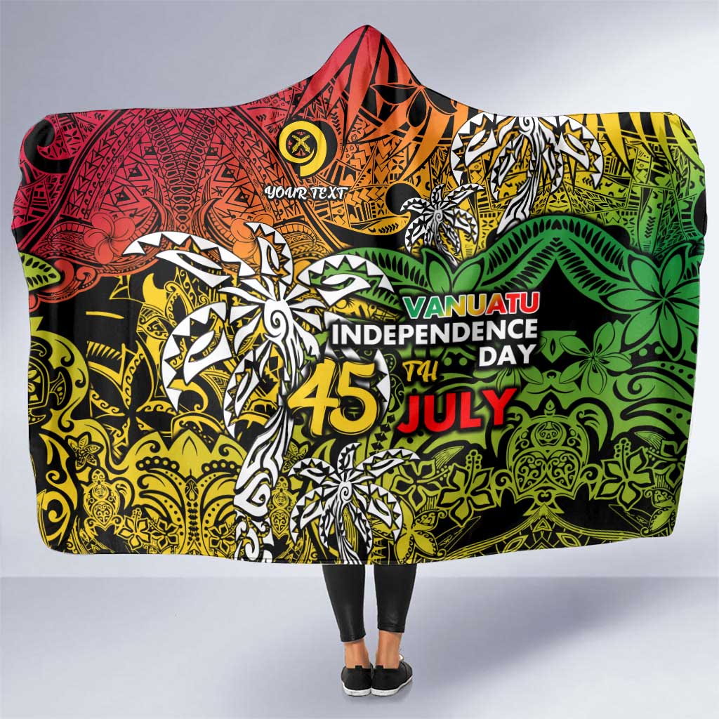 Personalized Vanuatu 45th Independence Anniversary Hooded Blanket Melanesian Pattern Reggae - Polynesian Pride