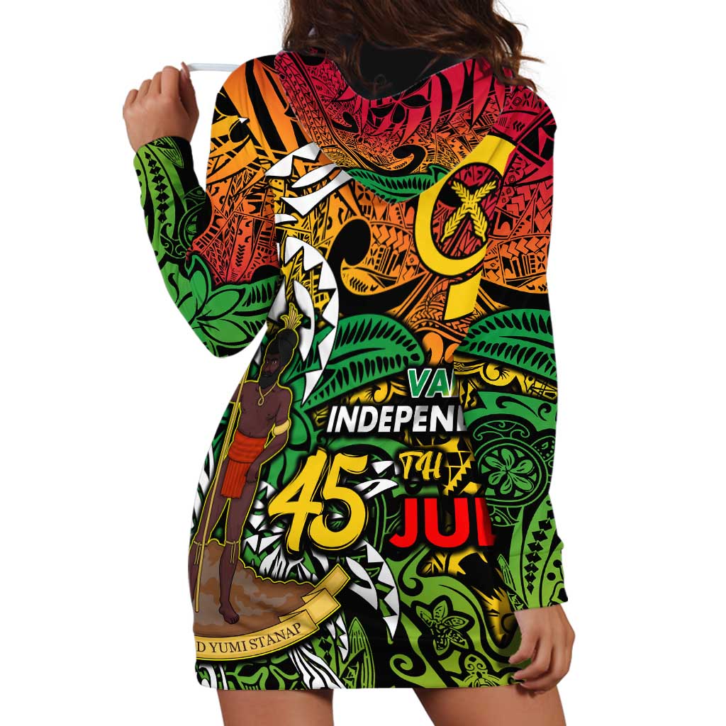 Personalized Vanuatu 45th Independence Anniversary Hoodie Dress Melanesian Pattern Reggae - Polynesian Pride