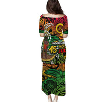 Personalized Vanuatu 45th Independence Anniversary Puletasi Melanesian Pattern Reggae - Polynesian Pride