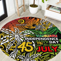 Personalized Vanuatu 45th Independence Anniversary Round Carpet Melanesian Pattern Reggae - Polynesian Pride