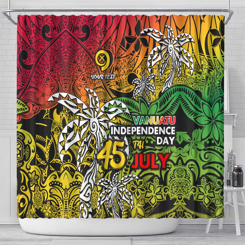 Personalized Vanuatu 45th Independence Anniversary Shower Curtain Melanesian Pattern Reggae - Polynesian Pride