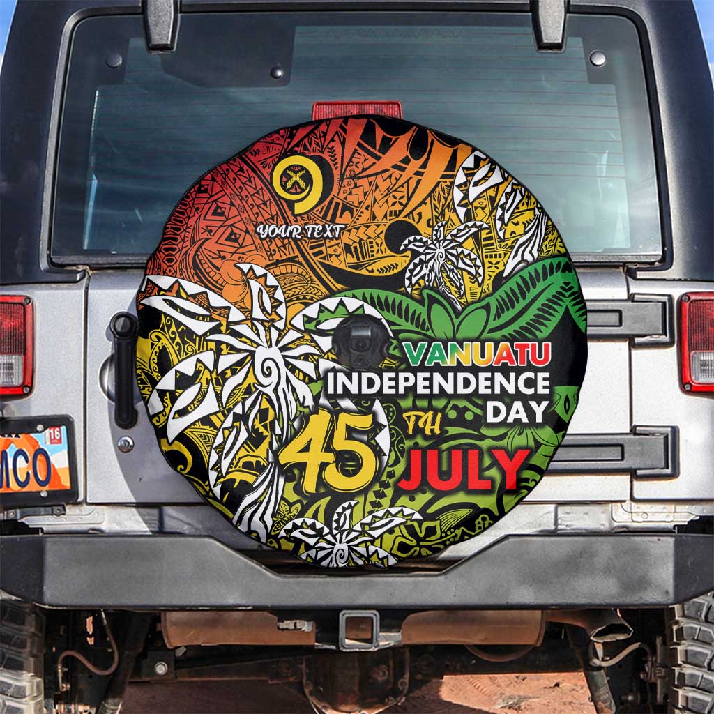Personalized Vanuatu 45th Independence Anniversary Spare Tire Cover Melanesian Pattern Reggae - Polynesian Pride