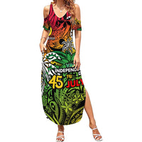 Personalized Vanuatu 45th Independence Anniversary Summer Maxi Dress Melanesian Pattern Reggae - Polynesian Pride