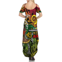 Personalized Vanuatu 45th Independence Anniversary Summer Maxi Dress Melanesian Pattern Reggae - Polynesian Pride