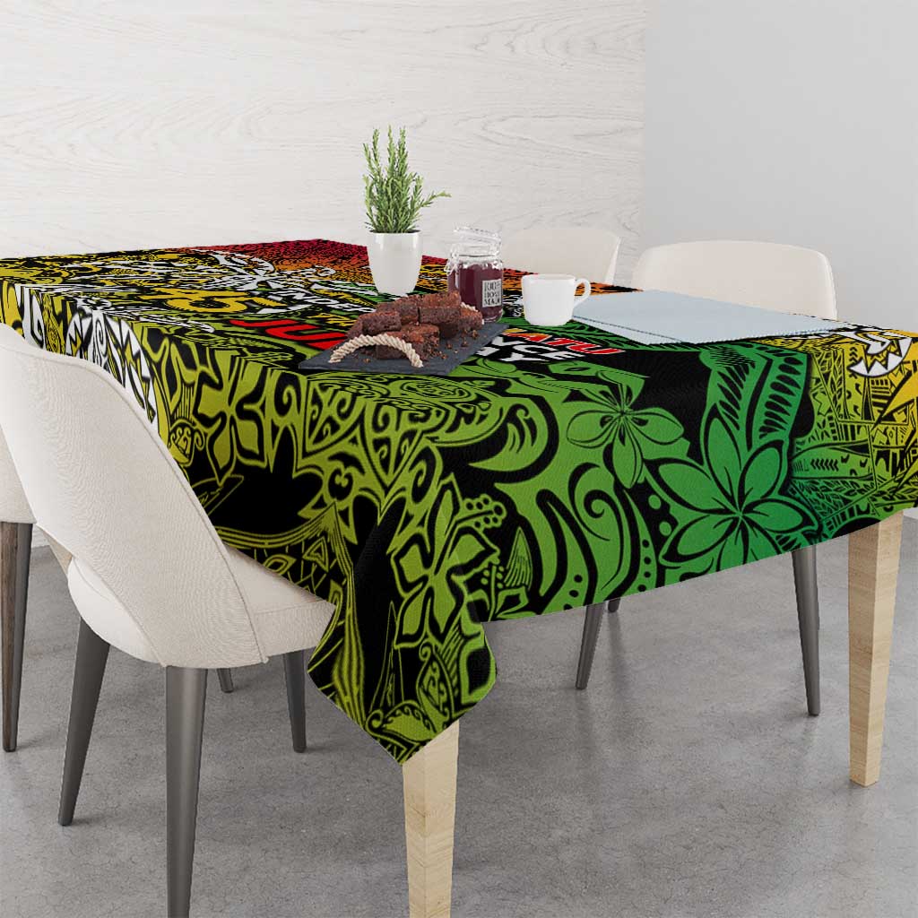 Personalized Vanuatu 45th Independence Anniversary Tablecloth Melanesian Pattern Reggae - Polynesian Pride