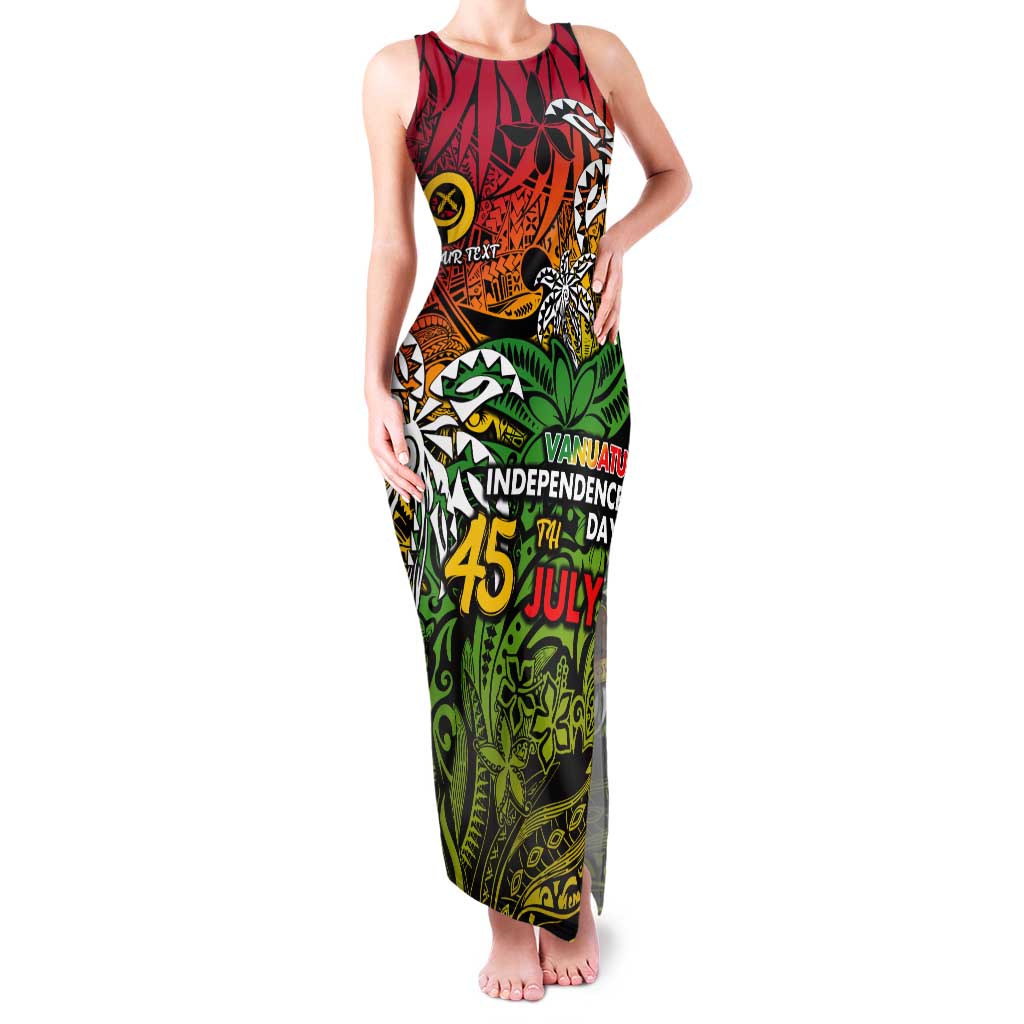 Personalized Vanuatu 45th Independence Anniversary Tank Maxi Dress Melanesian Pattern Reggae - Polynesian Pride