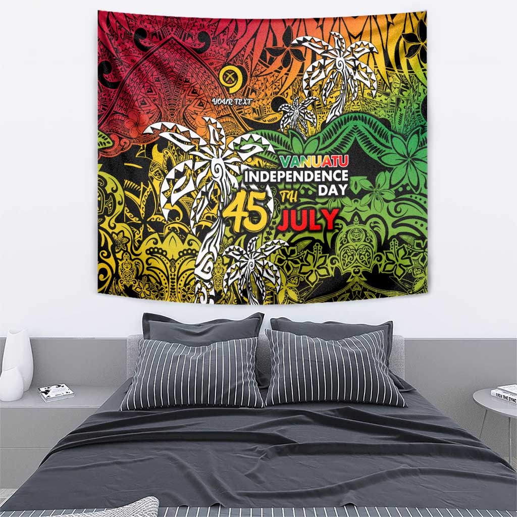 Personalized Vanuatu 45th Independence Anniversary Tapestry Melanesian Pattern Reggae - Polynesian Pride