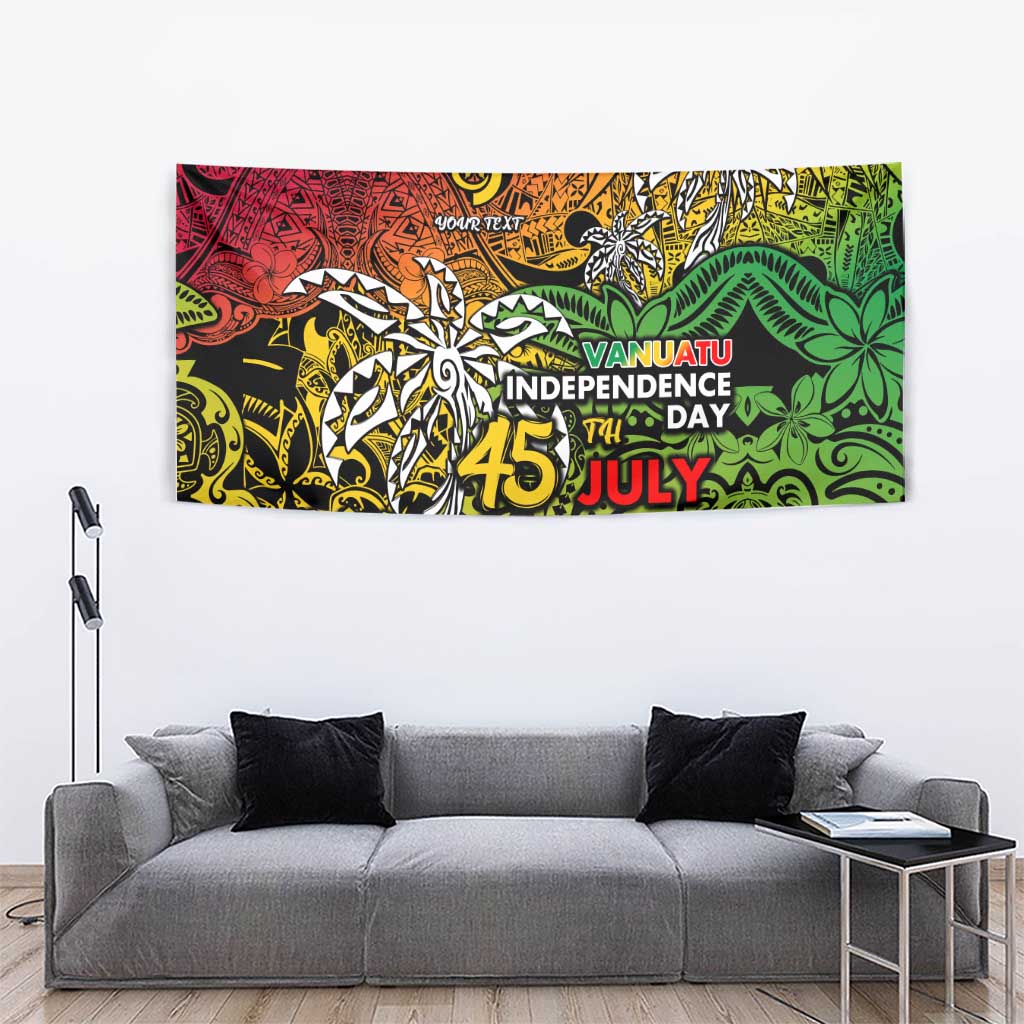 Personalized Vanuatu 45th Independence Anniversary Tapestry Melanesian Pattern Reggae - Polynesian Pride