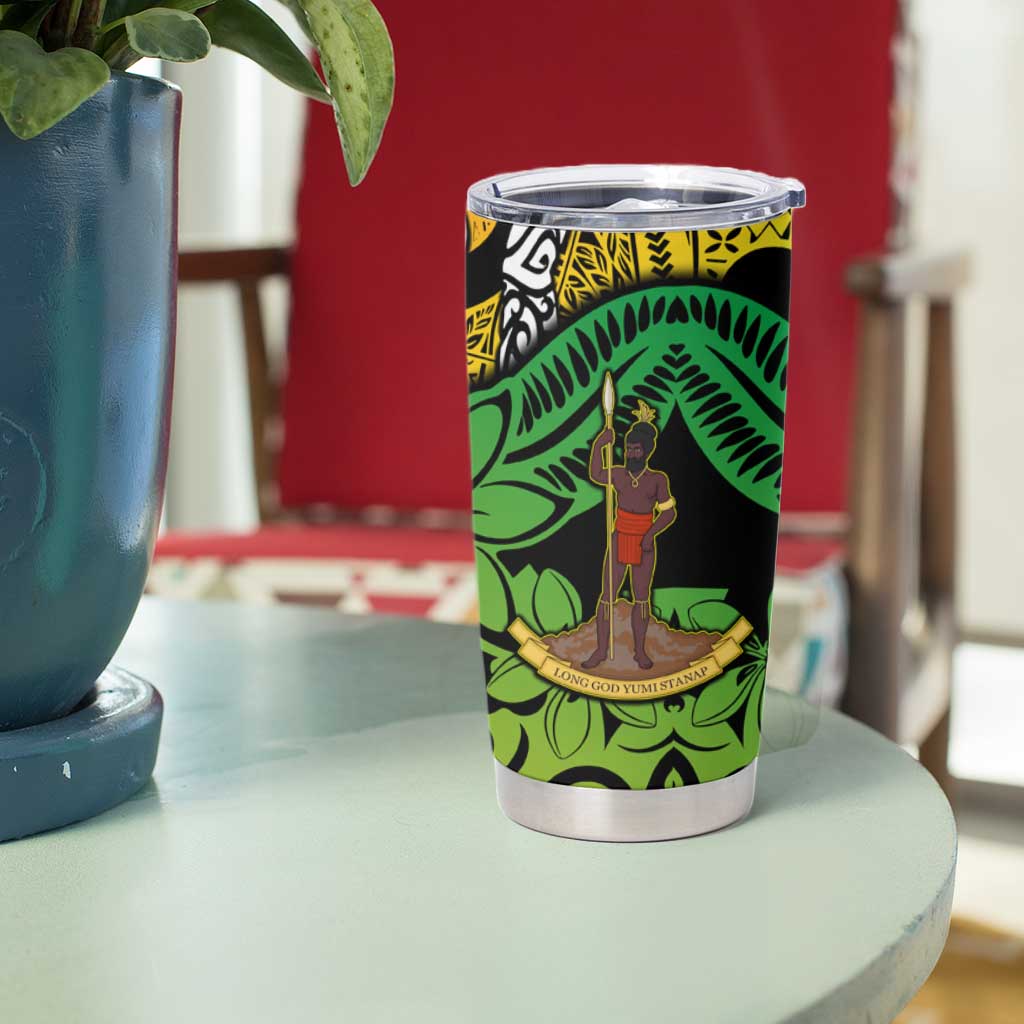 Vanuatu 45th Independence Anniversary Tumbler Cup Melanesian Pattern Reggae - Polynesian Pride
