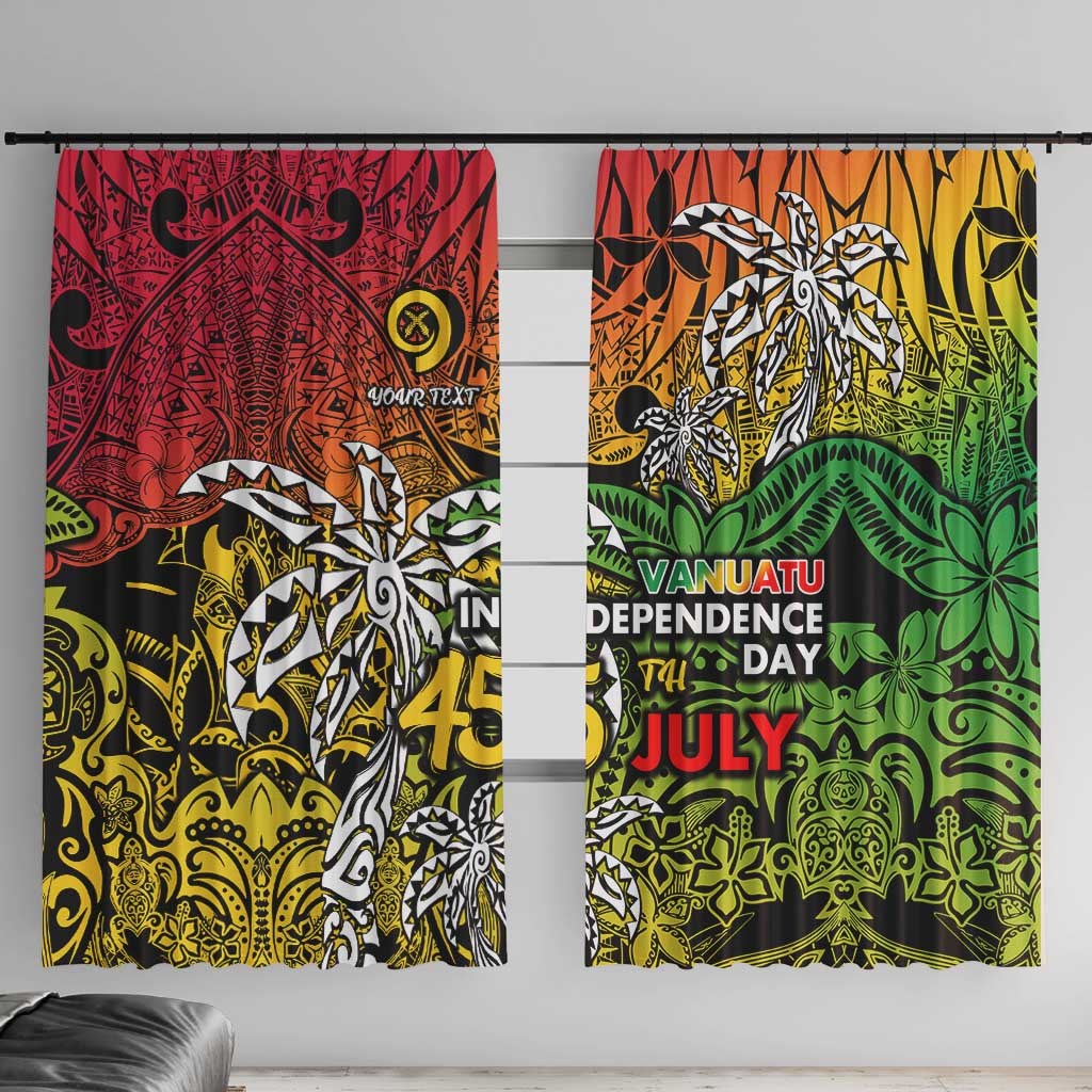 Personalized Vanuatu 45th Independence Anniversary Window Curtain Melanesian Pattern Reggae - Polynesian Pride