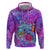 Personalized Dolphin Polynesia Hoodie Hibiscus Tropical Wave - Purple Vibes