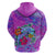 Personalized Dolphin Polynesia Hoodie Hibiscus Tropical Wave - Purple Vibes