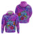 Personalized Dolphin Polynesia Hoodie Hibiscus Tropical Wave - Purple Vibes