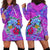 Personalized Dolphin Polynesia Hoodie Dress Hibiscus Tropical Wave - Purple Vibes