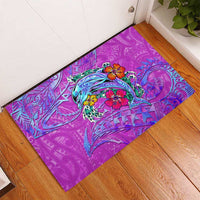 Dolphin Polynesia Rubber Doormat Hibiscus Tropical Wave - Purple Vibes