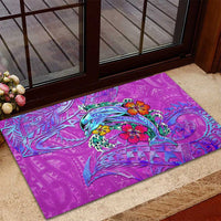 Dolphin Polynesia Rubber Doormat Hibiscus Tropical Wave - Purple Vibes