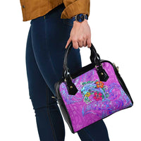 Dolphin Polynesia Shoulder Handbag Hibiscus Tropical Wave - Purple Vibes